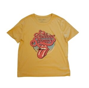 Time and Tru Yellow Rolling Stones Graphic Tee Medium